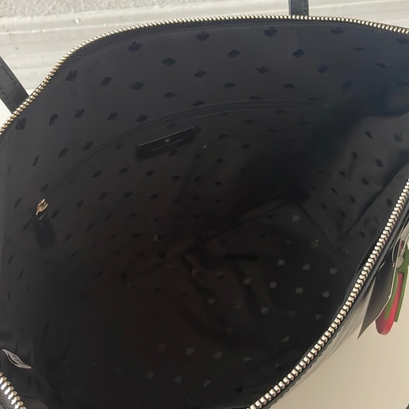 ❌SOLD❌ Kate Spade Braelynn black leather tote bag w strawberry bag charm NWT - Picture 10 of 14